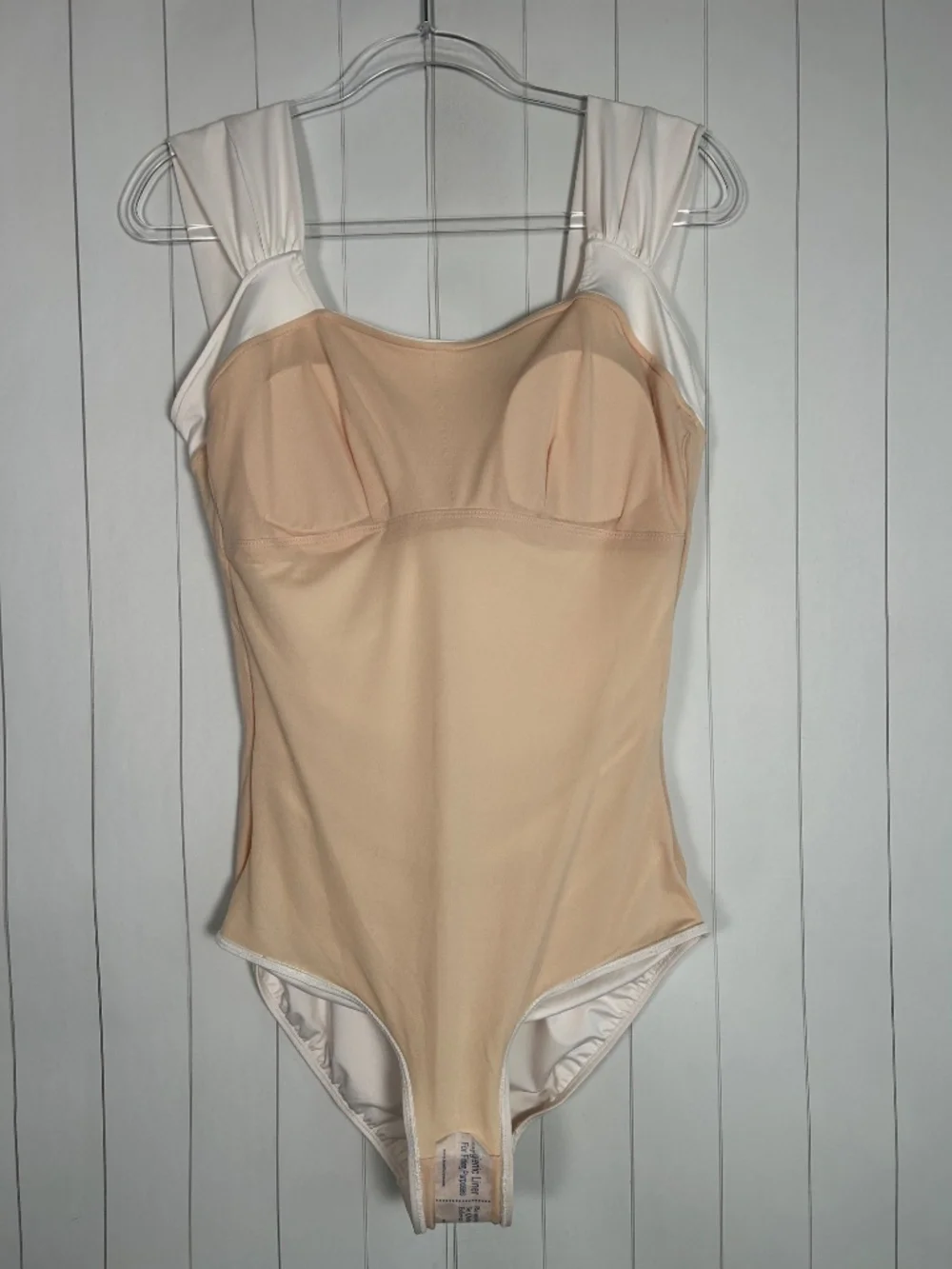 Albion size L off shoulder one piece swimsuit Ivory modest padded ruched NEW